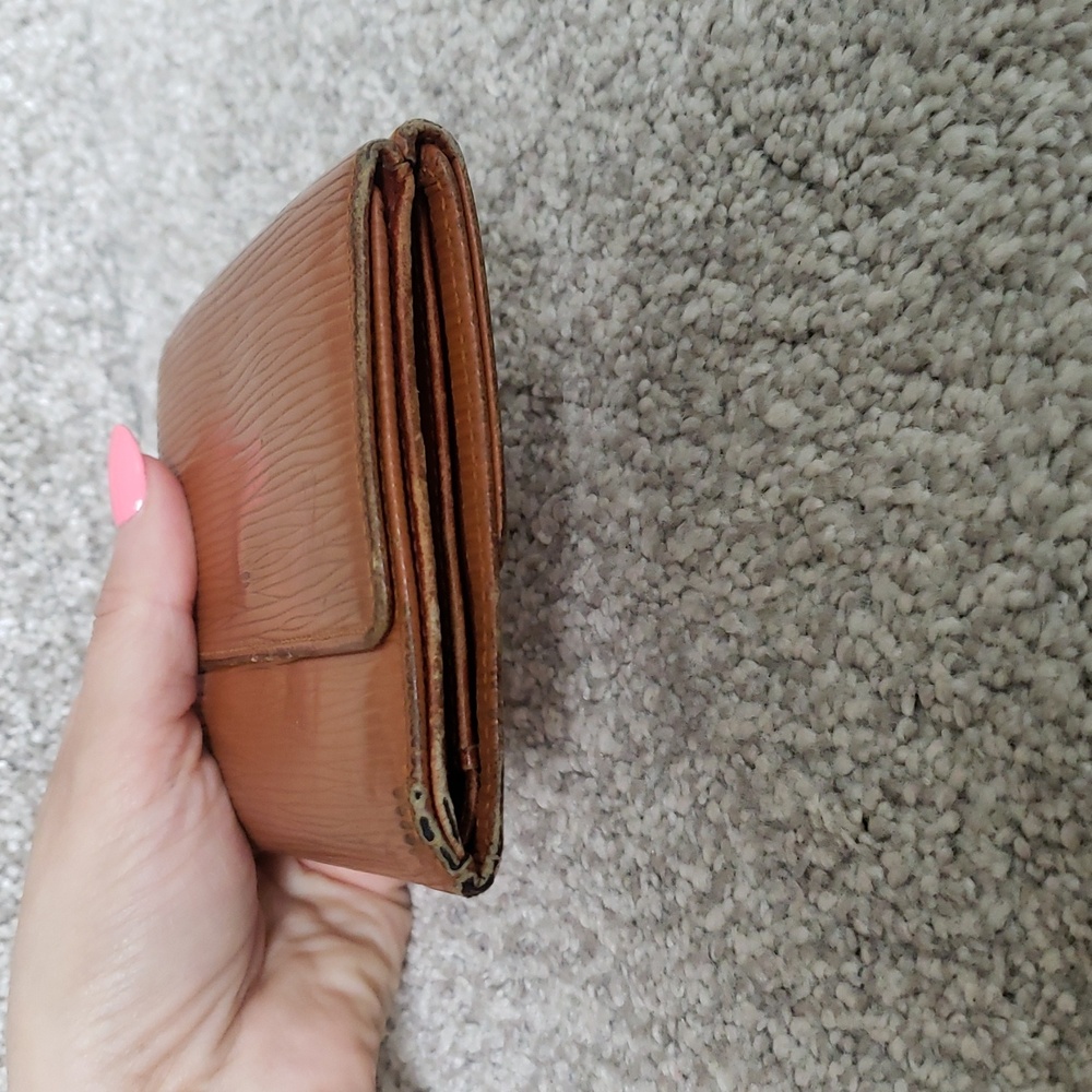 Louis Vuitton Cognac Brown Epi Leather Double Snap Wallet Authentic Vintage - Picture 5 of 14